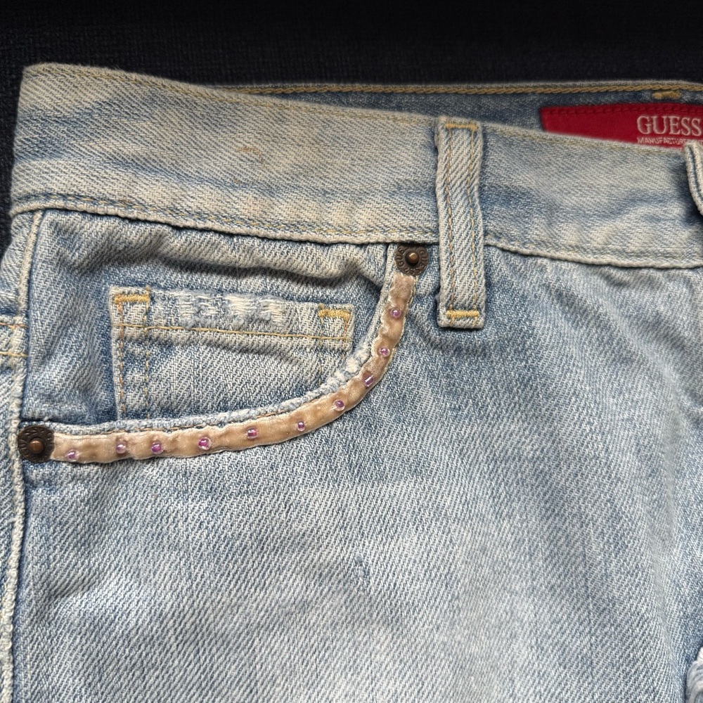 Vintage Y2K Guess Women's light Blue Denim mini Skirt size 24 - Picture 4 of 16